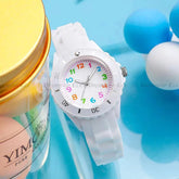 Analog Kids Watch Silicone Band Colorful Number Inspirational Watches