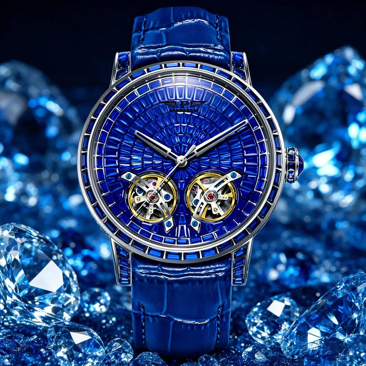 2026 PINDU Design New 46MM Diamond Mechanical Watch Men Top Luxury Double Flying Wheel Watch Sapphire Glass Waterproof Watch MEN Inspirational Watches