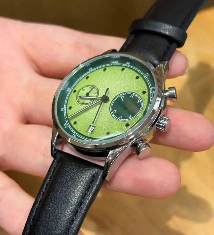 Creative Fruit Design Dial Multi-function Quartz Watch Men Personalized Leather Strap Calendar Unique Wristwatch Men Clock Inspirational Watches