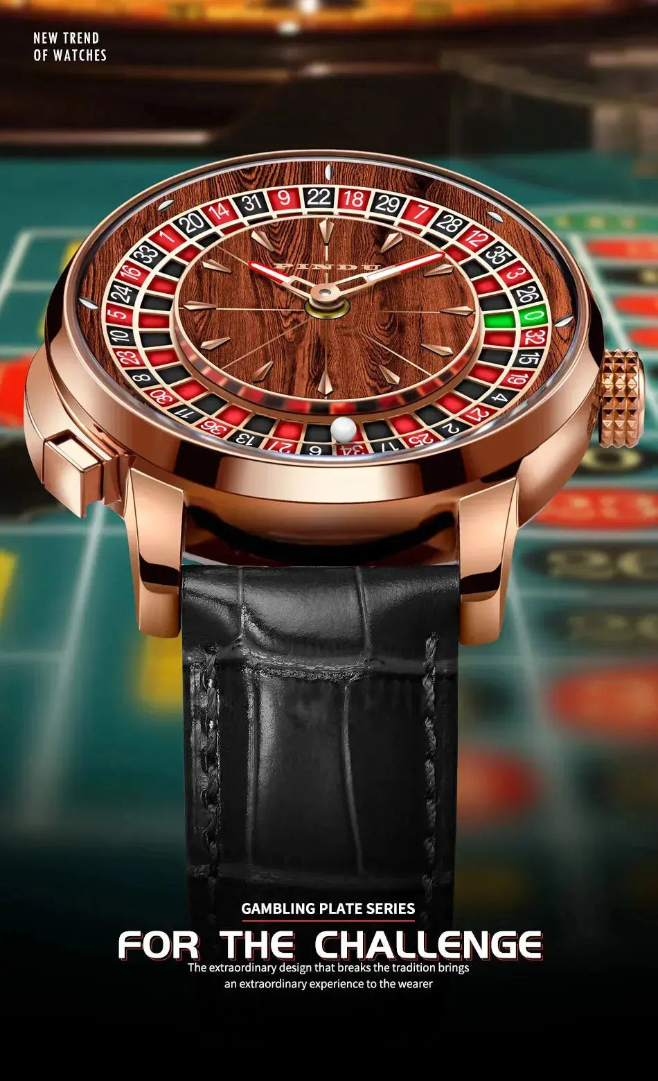 Wood Grain Mechanical Button Gambling Table Game Roulette - Inspirational Watches