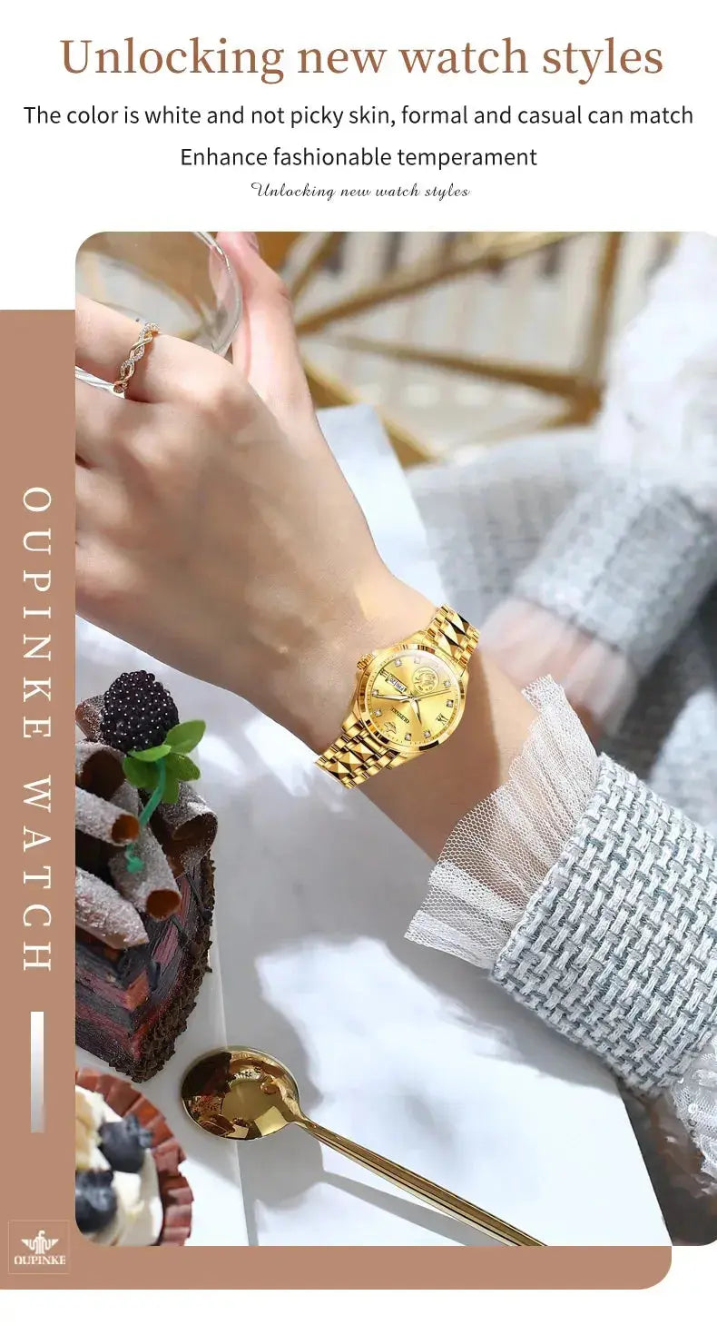 Gold Phoenix Women Luxury Swiss Certified Automatic Mechanical Watch - Inspirational Watches