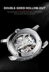 GLENAW Skeleton Mechanical Watch Men Vintage Engraved Auto Mechanical Wrist Watches Gold Stainless Steel Strap Erkek Kol Saati Inspirational Watches