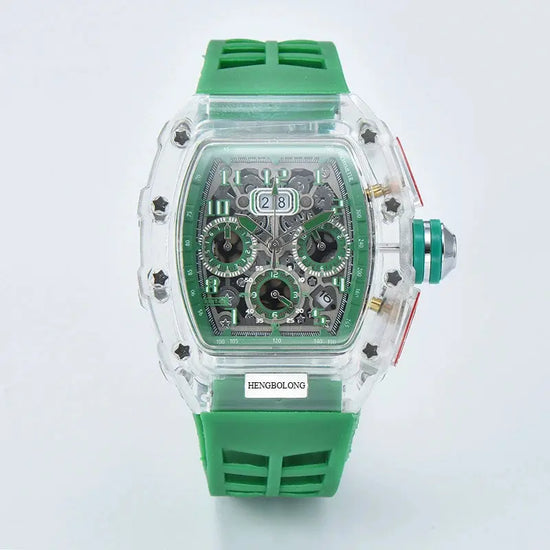 six-pin multi-functional running second engraving hollow quartz watch - Inspirational Watches