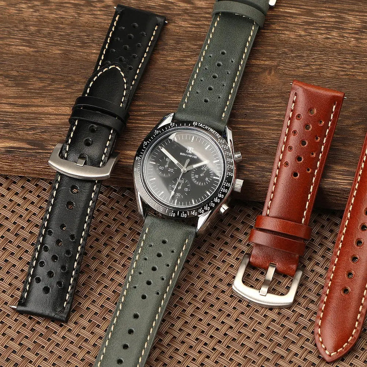 Premium Perforated Genuine Leather Watch Strap