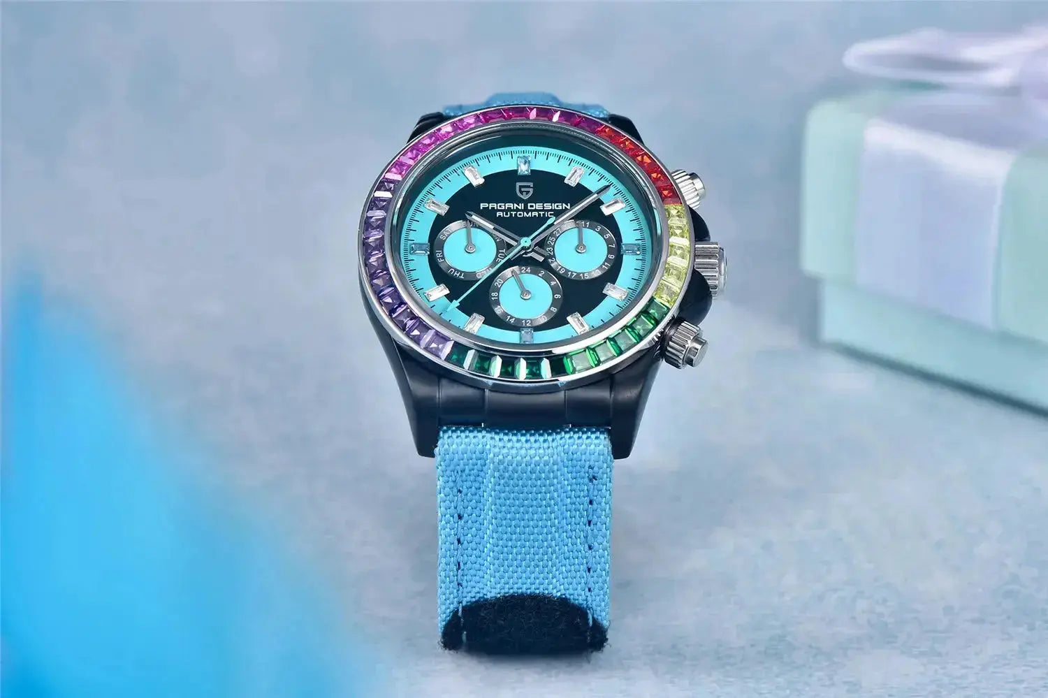 Automatic Mechanical Watch 40MM Rainbow Circle Multifunction Wristwatch Inspirational Watches