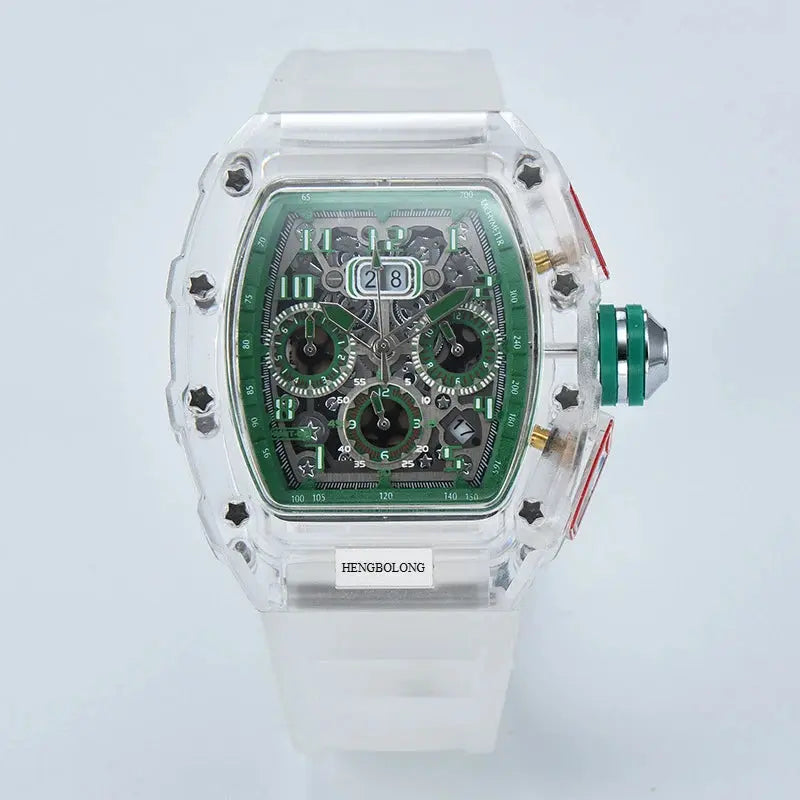 six-pin multi-functional running second engraving hollow quartz watch - Inspirational Watches