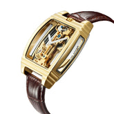 Transparent Automatic Mechanical Watch Men Steampunk Skeleton Luxury Gear Self Winding Leather Mens Clock Watches Montre Homme Inspirational Watches