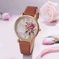 Fashion Casual Luxury Women Peony Dial PU Leather Quartz Watch Elegant - Inspirational Watches