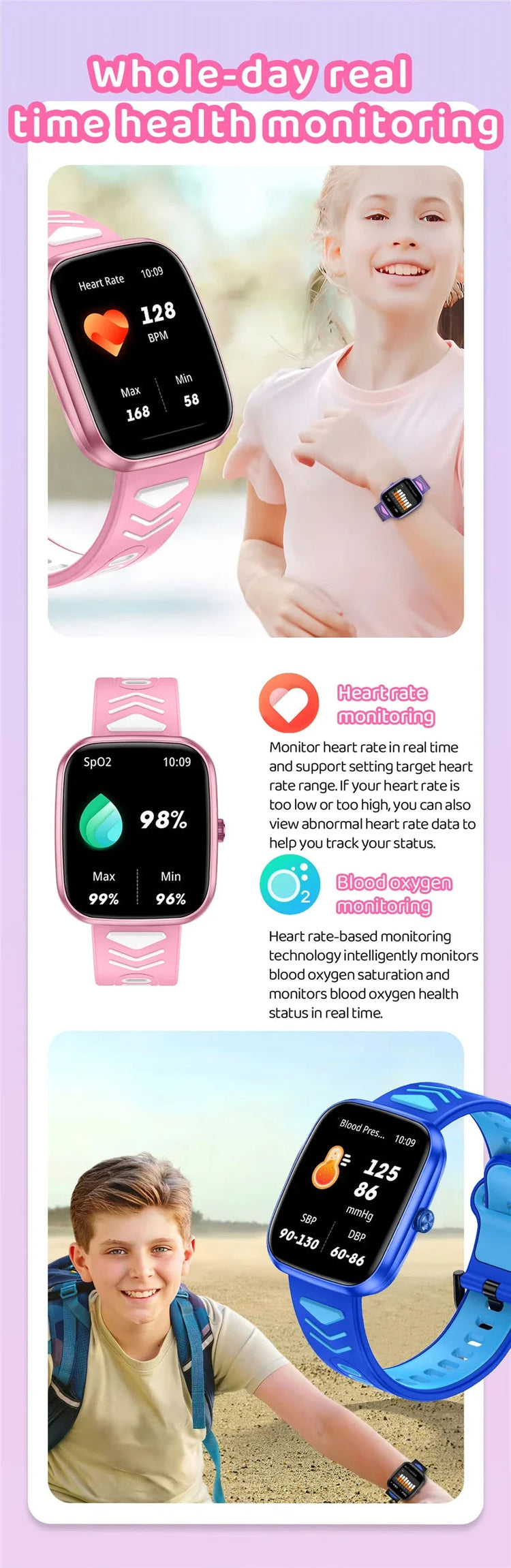 Waterproof Fitness Tracker Bluetooth Call Kids Smartwatch Inspirational Watches