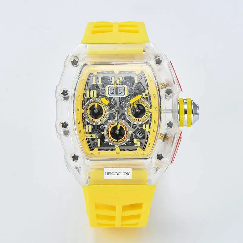 six-pin multi-functional running second engraving hollow quartz watch - Inspirational Watches