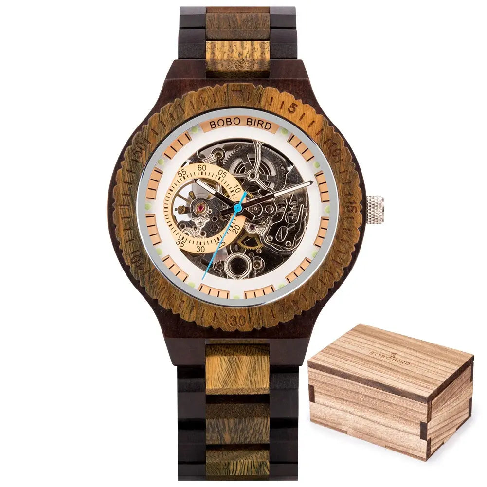 Luxury Wooden Mechanical Watches for Men – Premium Automatic Timepiece with Oversized Dial - Inspirational Watches
