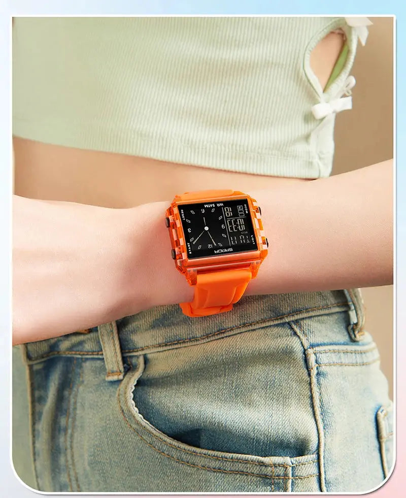 Square Dual Time Electronic Watch Waterproof - Inspirational Watches