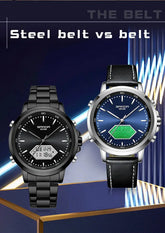 Dual Display Multi functional Night Light Waterproof Business Sports Watch Inspirational Watches