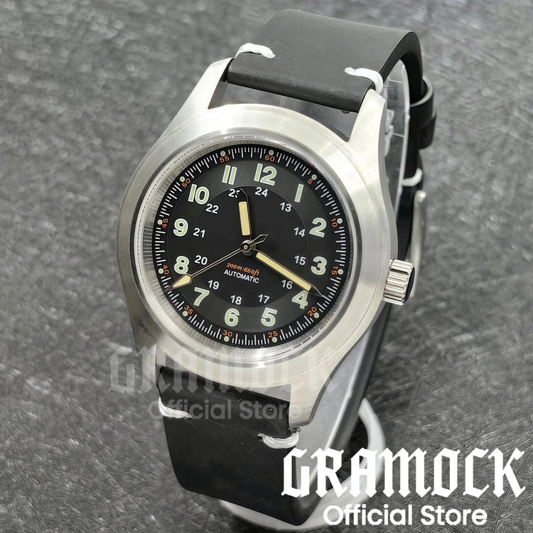Retro Watch 200m Waterproof Leather Bracelet Domed Sapphire Pilot Dive - Inspirational Watches