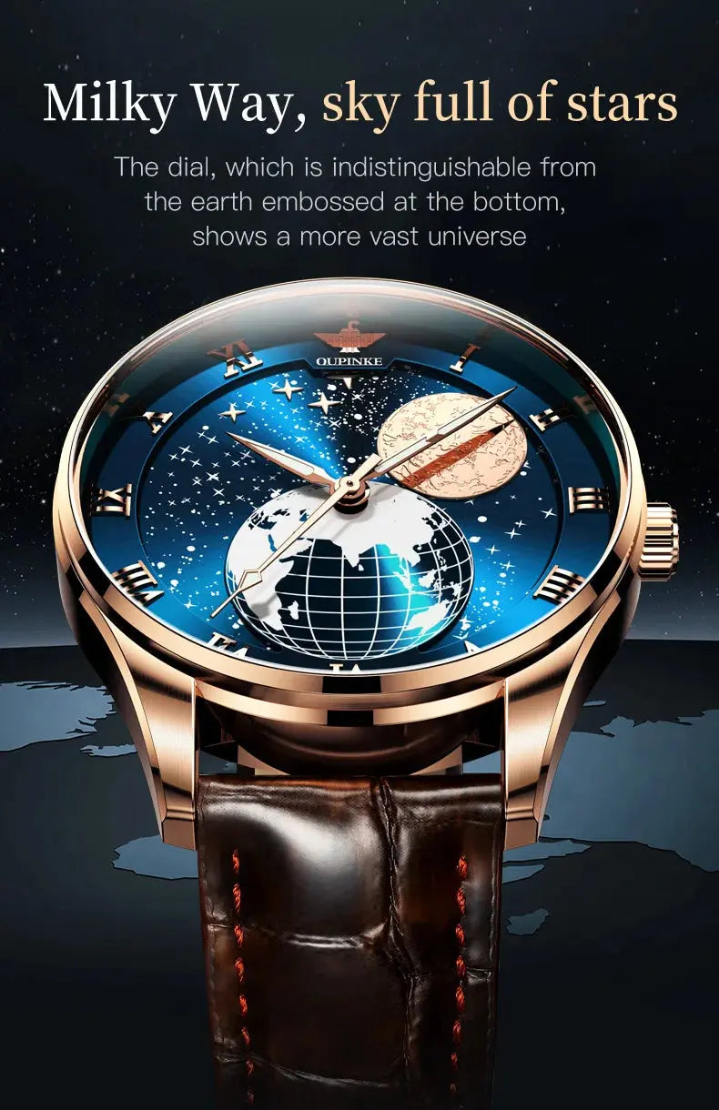 Moon Phase Starry Sky Japan Automatic Mechanical Wristwatch Inspirational Watches