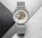 Mechanical Hand Wind Watch for Men Top Brand Luxury Fashion Skeleton Mesh Strap Wristwatch Male Clock Montre Homme Drop Shipping Inspirational Watches