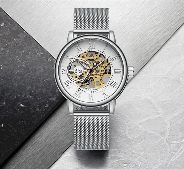 Mechanical Hand Wind Watch for Men Top Brand Luxury Fashion Skeleton Mesh Strap Wristwatch Male Clock Montre Homme Drop Shipping Inspirational Watches