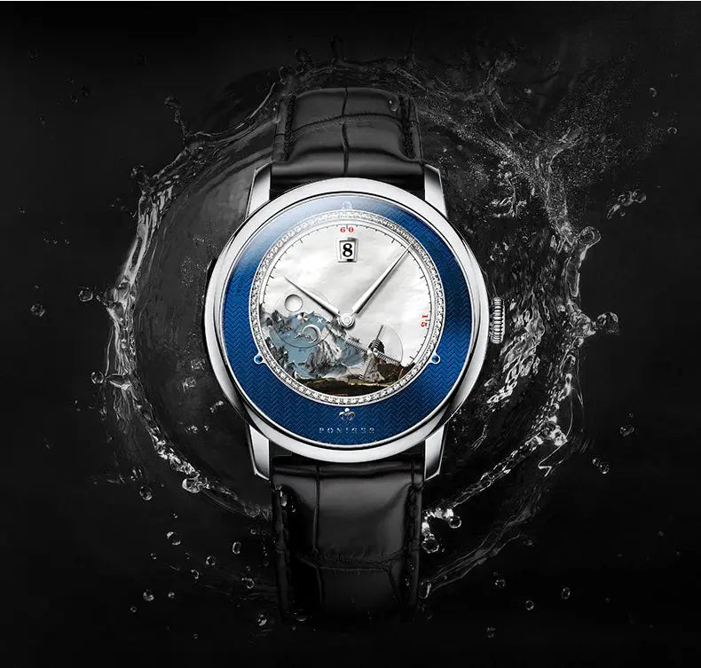 Original Painting Dial automatic Sapphire Crystal Glass Watch - Inspirational Watches