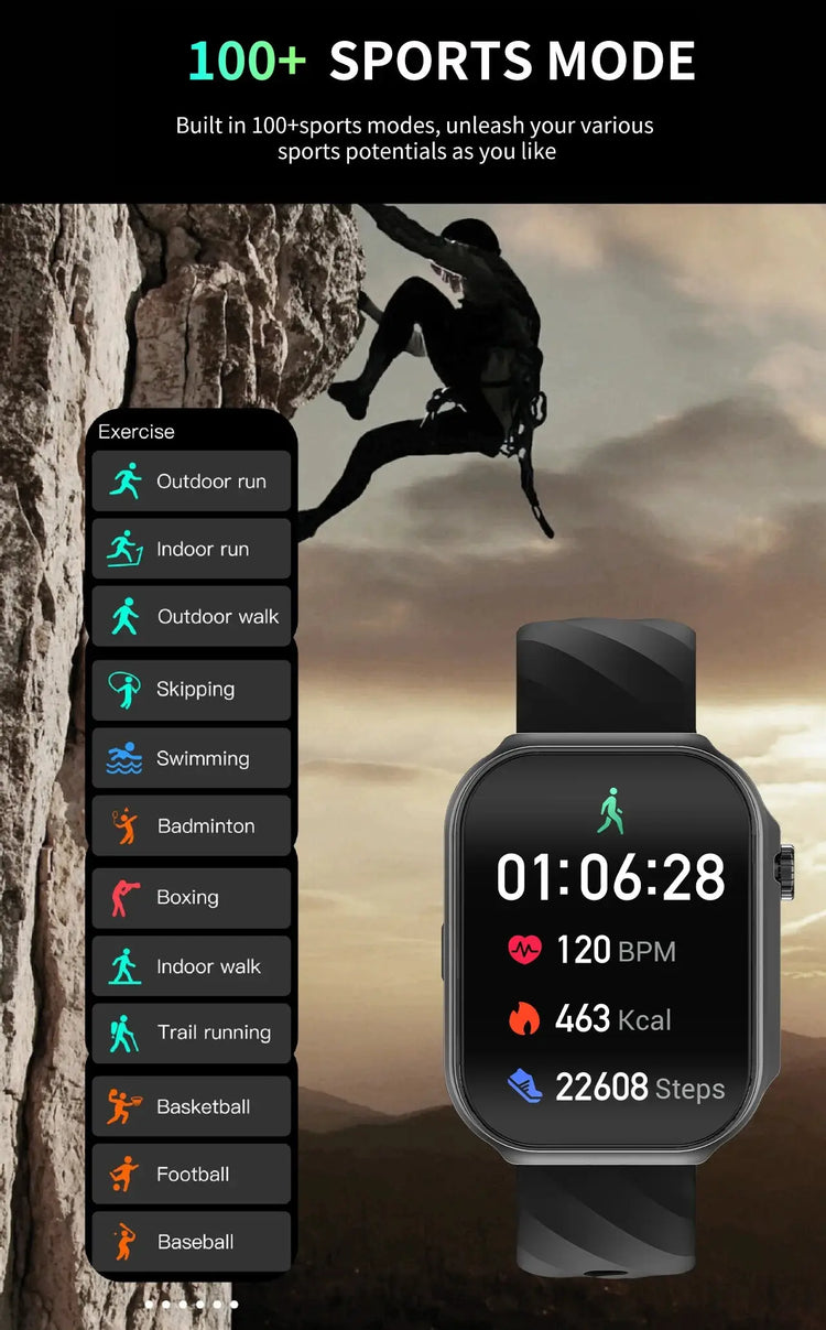 LIGE New 2.2-inch 3D Curved Screen Smart Watch With LED Light Thermometer Health Monitor Smartwatch BT Call Sports Fitness Watch Inspirational Watches