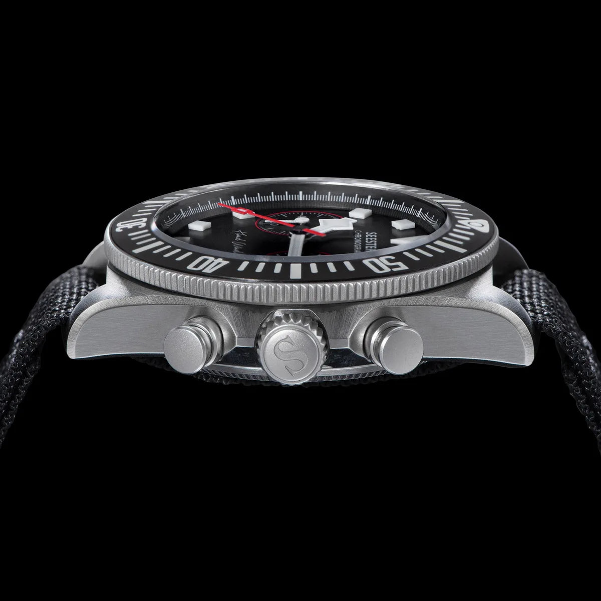 SEESTERN Chronograph Man of Watch Mechanical Tianjin ST1901 Movement Sapphire Wristwatches Nylon Sticker Strap Luminous Skeleton Inspirational Watches