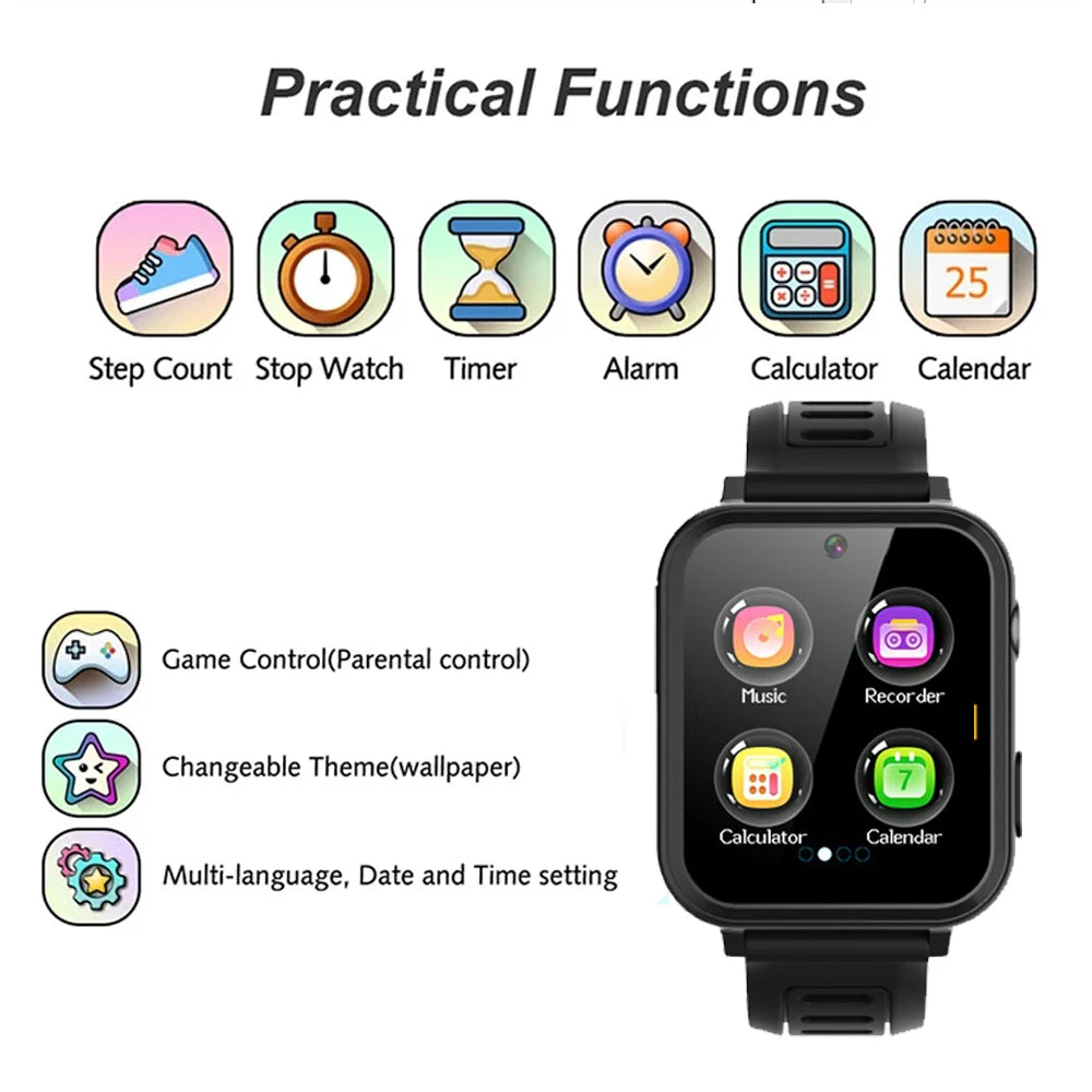 24 Games Kids Music Play Pedometer Tracker Time Display Video Audio Record Torch Smartwatch Inspirational Watches