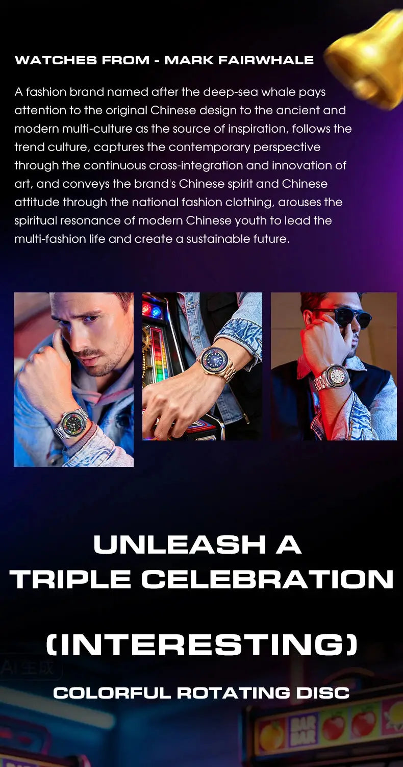 Mark Fairwhale New Quartz Watch For Men Fruit Rotating Dial Wristwatch Luxury Waterproof  Clock Man Fashion Watch 2026 Top Brand Inspirational Watches