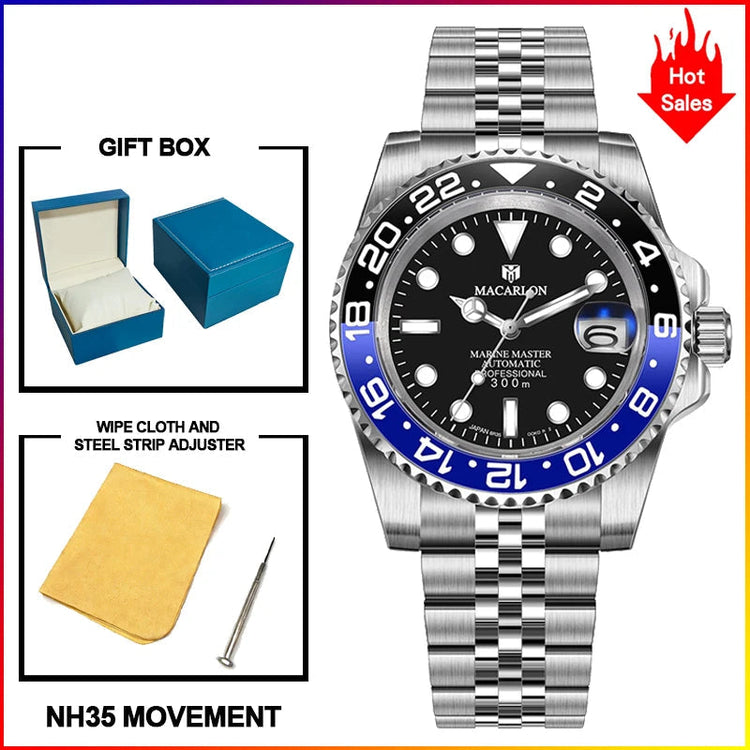 MACARLON Design 2026 New NH35 Mechanical Watch Men 41mm Sapphire Glass Luminous Stainless Steel 300M Waterproof Automatic Watch Inspirational Watches