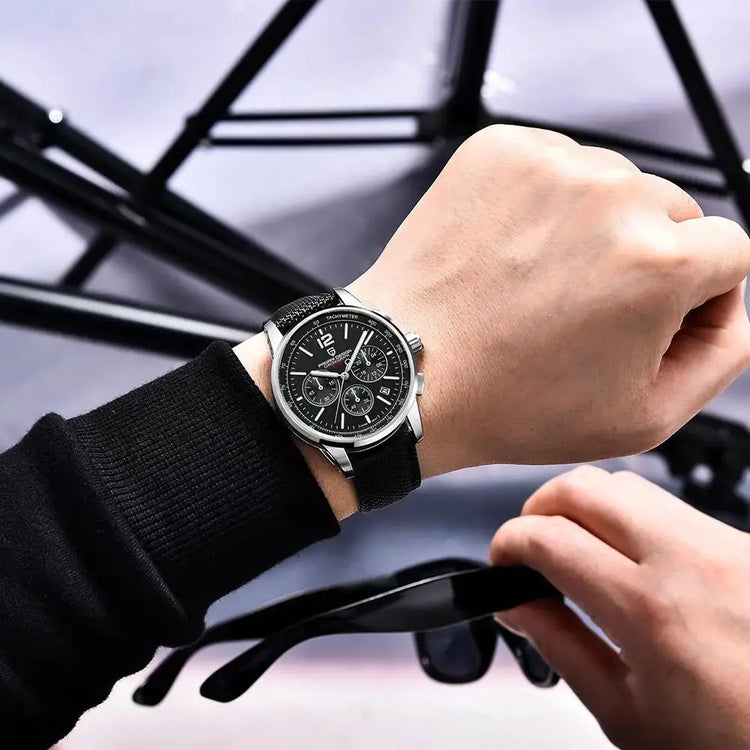Chronograph Japan Vk63 Sport Quartz Wristwatch Sapphire Date 100m Waterproof - Inspirational Watches