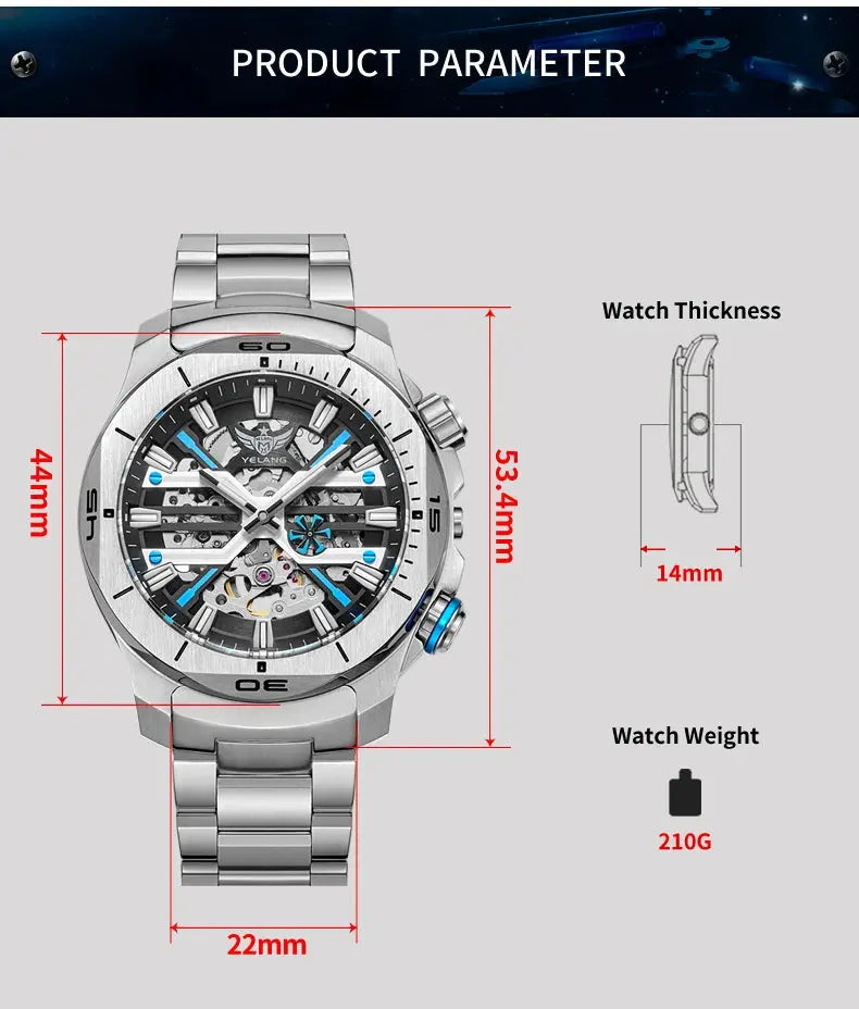 44mm Vintage Dial Luxury Sapphire Automatic Mechanical Waterproof Inspirational Watches