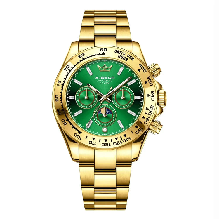Automatic Watch with Ceramic Bezel Three Eyes Six Hands Waterproof Luminous - Inspirational Watches