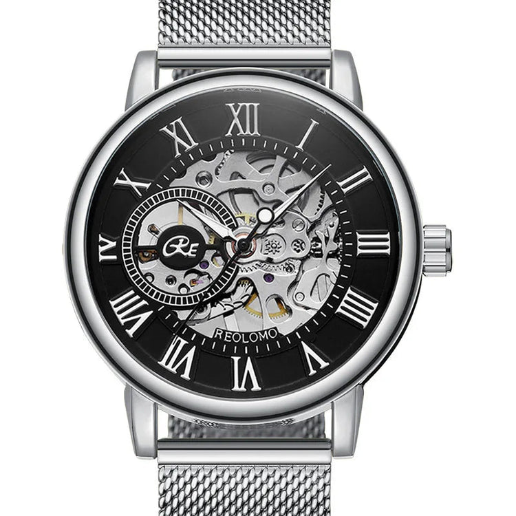 Mechanical Hand Wind Watch for Men Top Brand Luxury Fashion Skeleton Mesh Strap Wristwatch Male Clock Montre Homme Drop Shipping Inspirational Watches