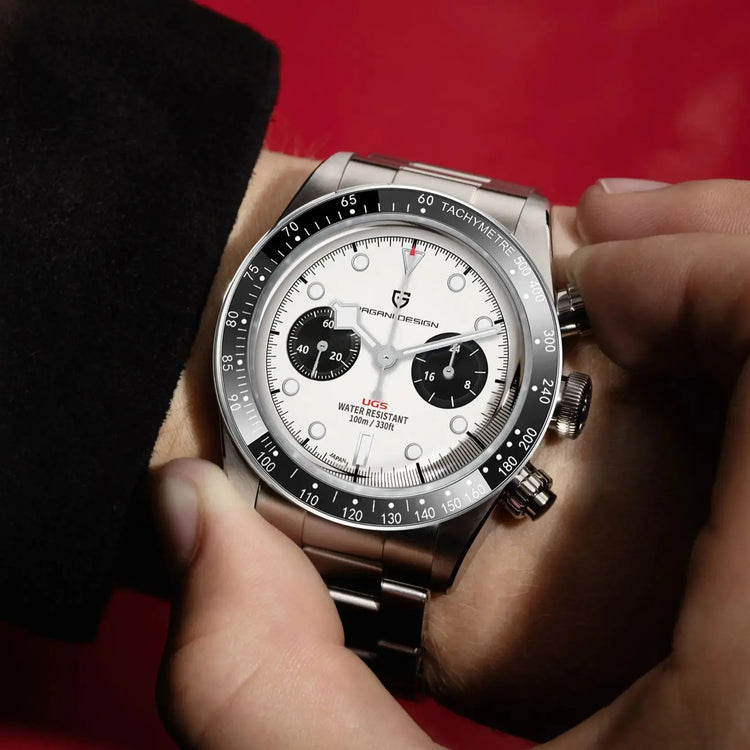 Panda Retro Sport Chronograph Luxury Quartz Watch For Men Sapphire mirror 10Bar Waterproof - Inspirational Watches