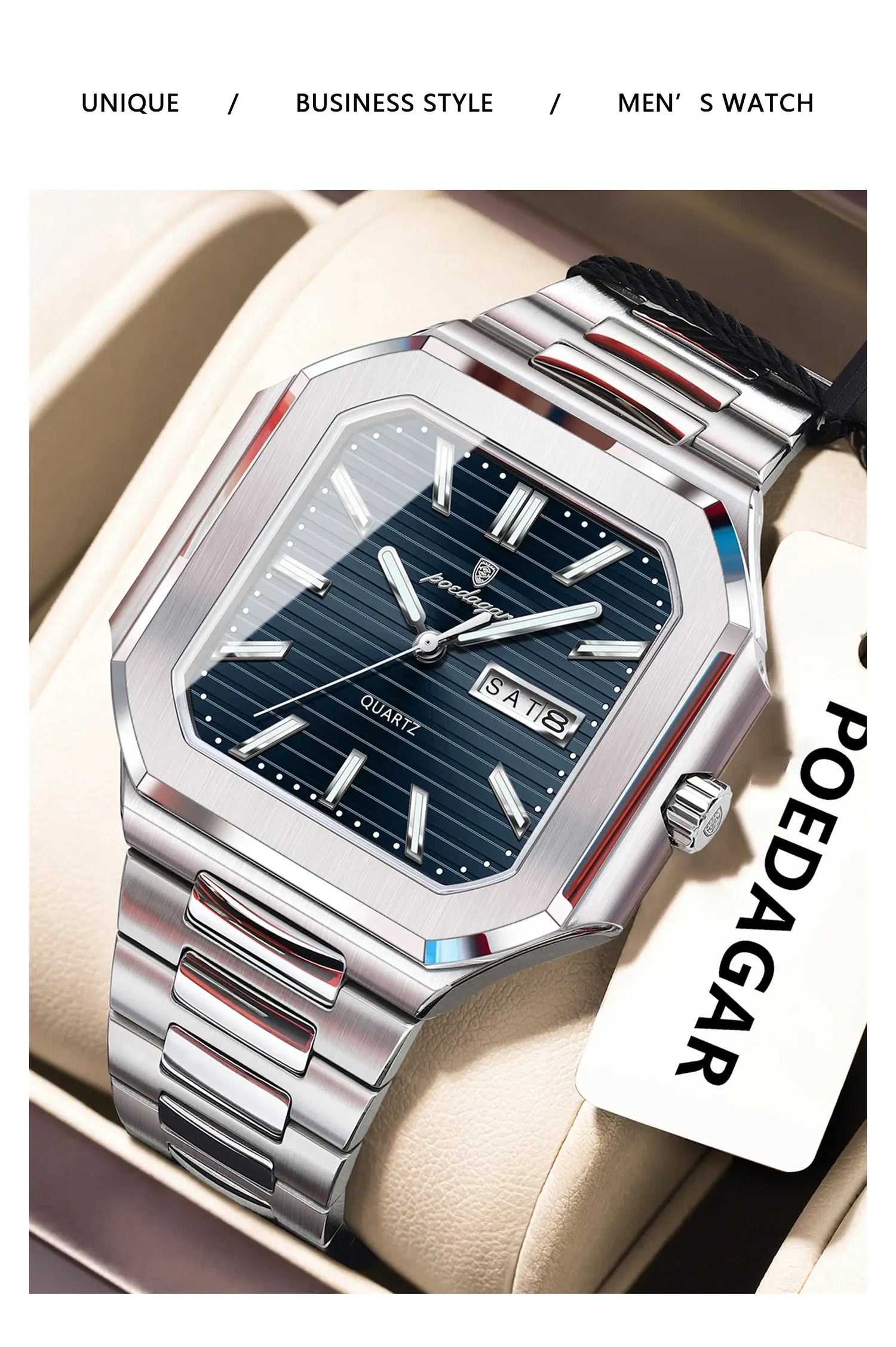 Square Fashion Man Waterproof Luminous Wristwatch Inspirational Watches