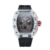 six-pin multi-functional running second engraving hollow quartz watch - Inspirational Watches