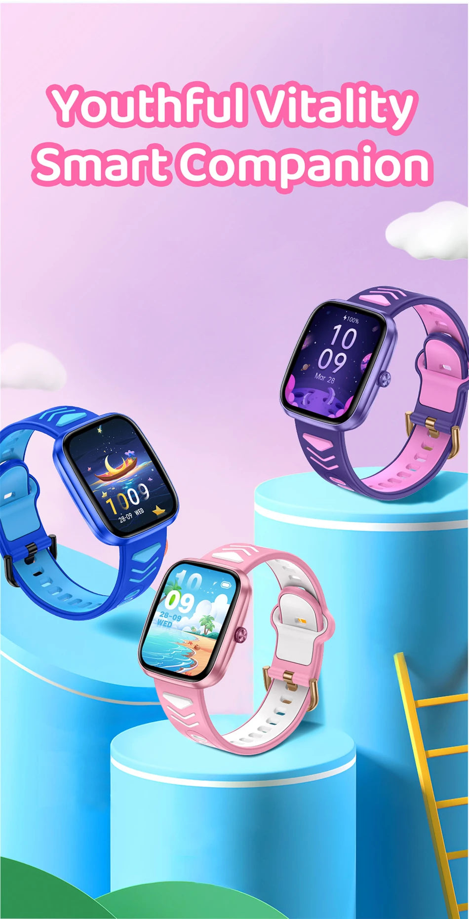 Multifunctional HD Touch Screen Music Games Kids Smartwatch Inspirational Watches