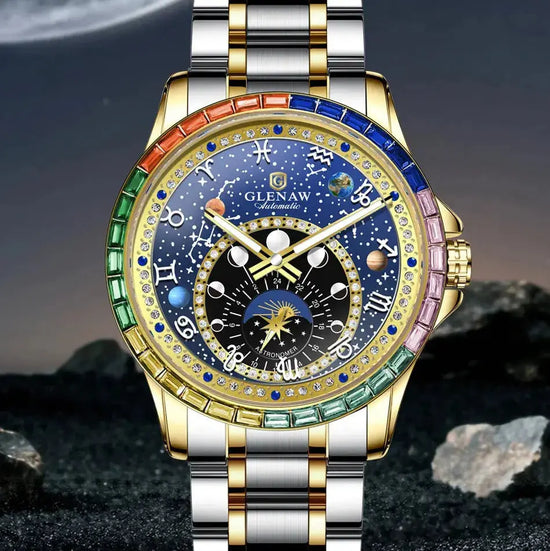 Original Design Diamond Constellation Rotating Dial Automatic Mechanical Inspirational Watches