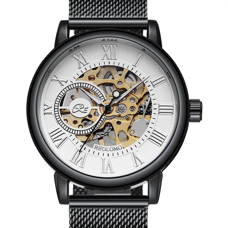 Mechanical Hand Wind Watch for Men Top Brand Luxury Fashion Skeleton Mesh Strap Wristwatch Male Clock Montre Homme Drop Shipping Inspirational Watches