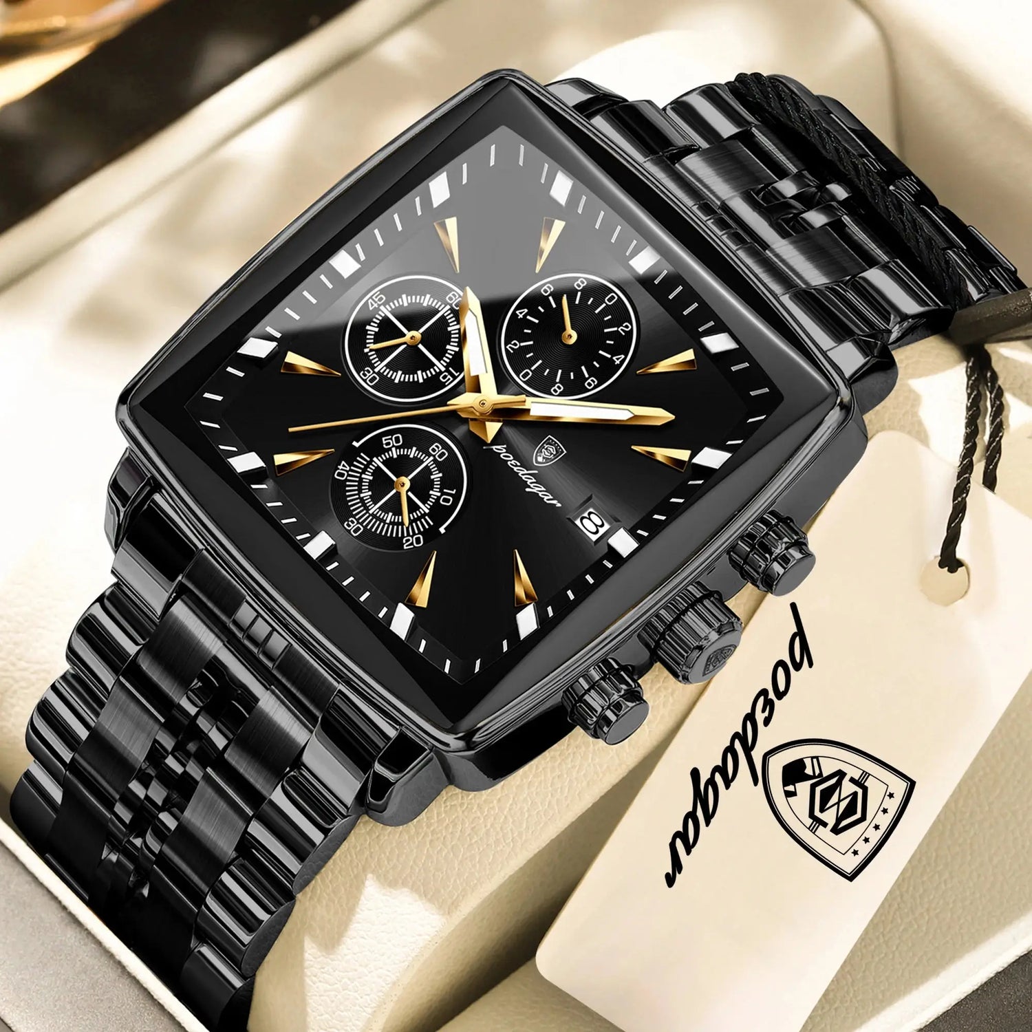 POEDAGAR Business Quartz Man Wristwatch Stainless Steel Waterproof Luminous Men Clock Chronograph Date Sport Men&
