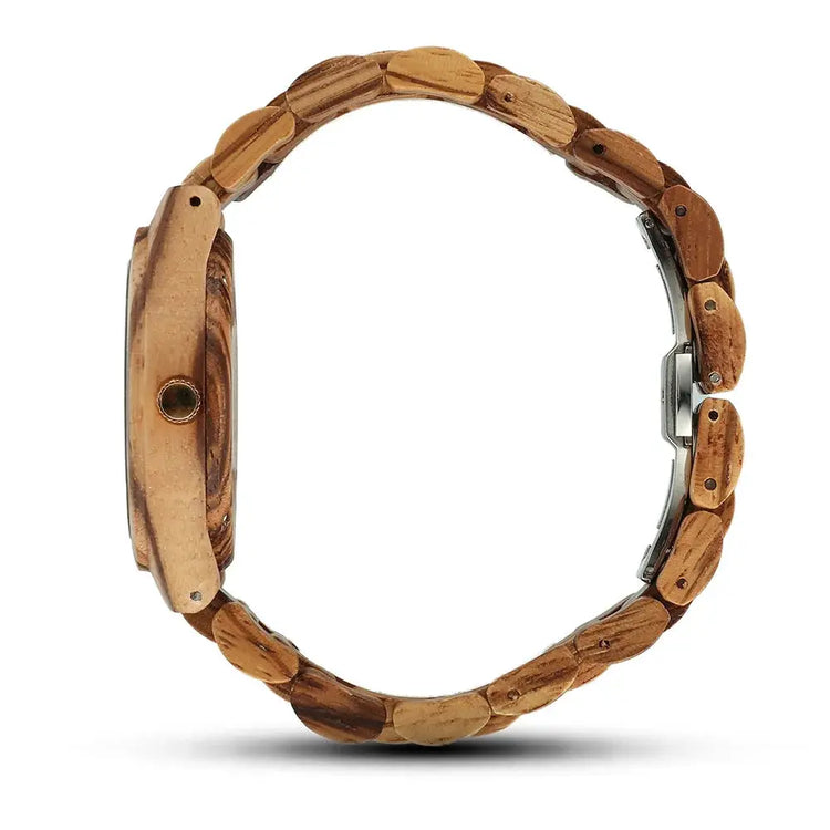Diamond & Natural Wood Gold Dial Watch Ladies Inspirational Watches