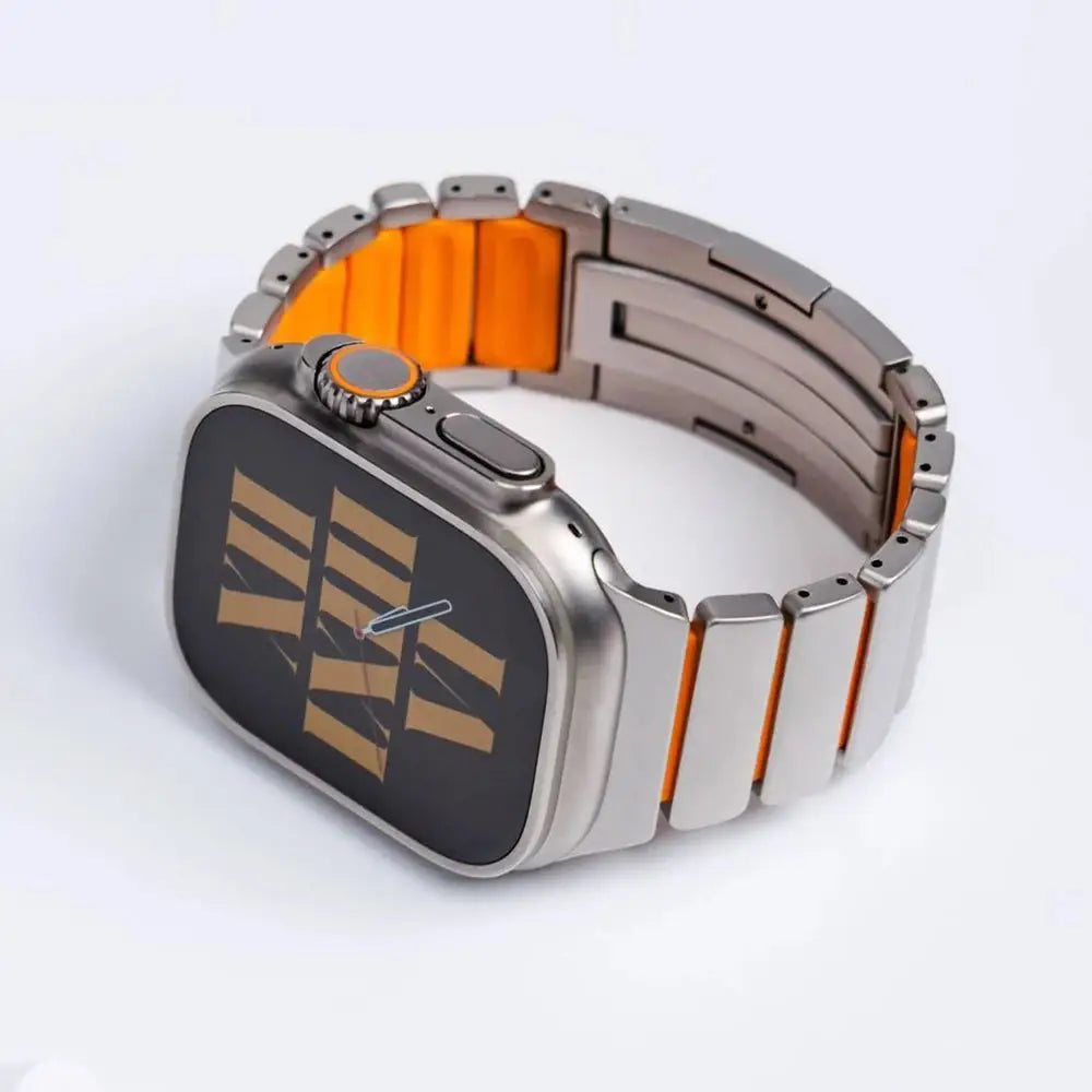 Titanium and Silicone Apple Watch Strap