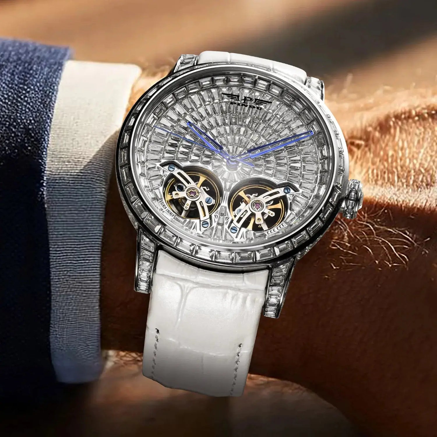 2026 PINDU Design New 46MM Diamond Mechanical Watch Men Top Luxury Double Flying Wheel Watch Sapphire Glass Waterproof Watch MEN Inspirational Watches