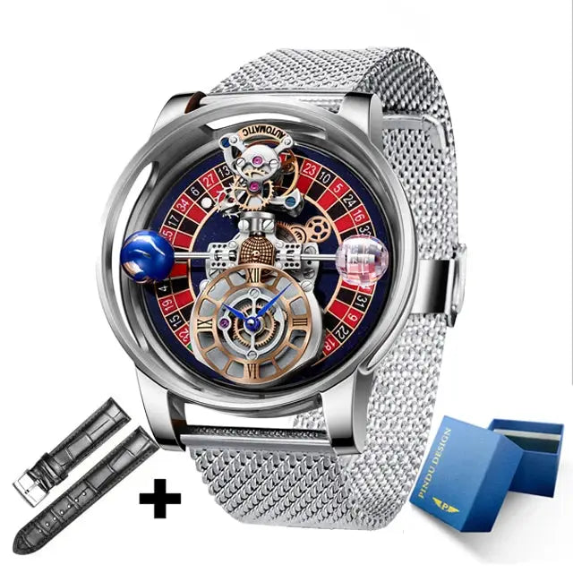 Relogio PINDU Fixed Roulette Watch Latest Design Quartz Watch Men Waterproof Leather Man Wristwatch Upgraded Version Inspirational Watches