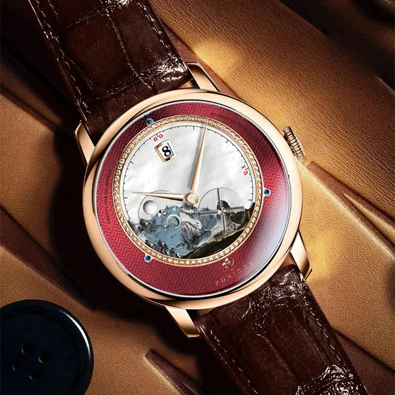 Original Painting Dial automatic Sapphire Crystal Glass Watch - Inspirational Watches