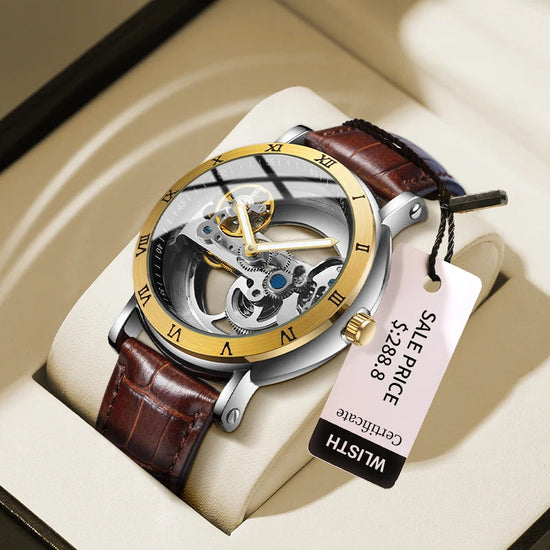 Mechanical Wristwatches Watches for Man Watches Golden Bridge Skeleton Automatic Mechanical Mens Watch reloj hombre montre homme Inspirational Watches