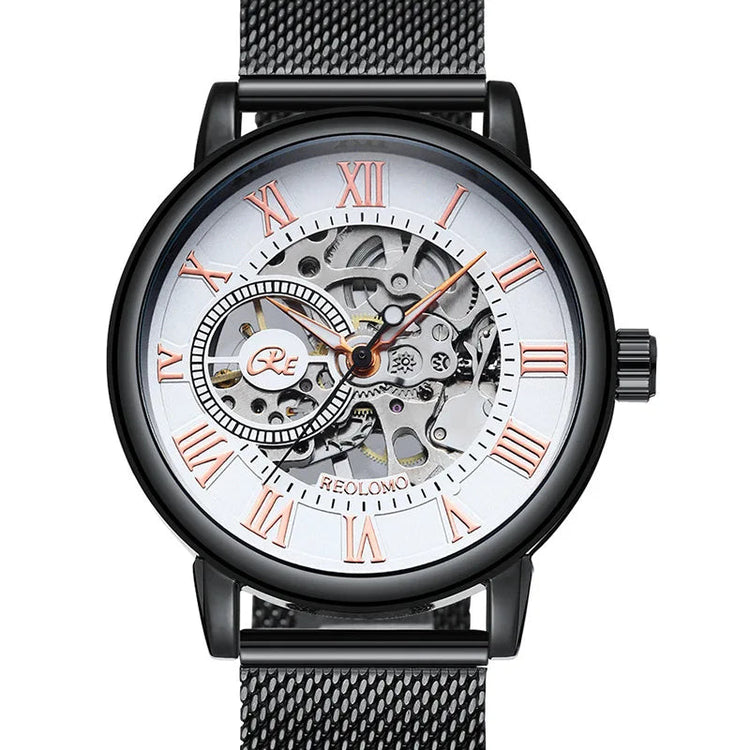 Mechanical Hand Wind Watch for Men Top Brand Luxury Fashion Skeleton Mesh Strap Wristwatch Male Clock Montre Homme Drop Shipping Inspirational Watches