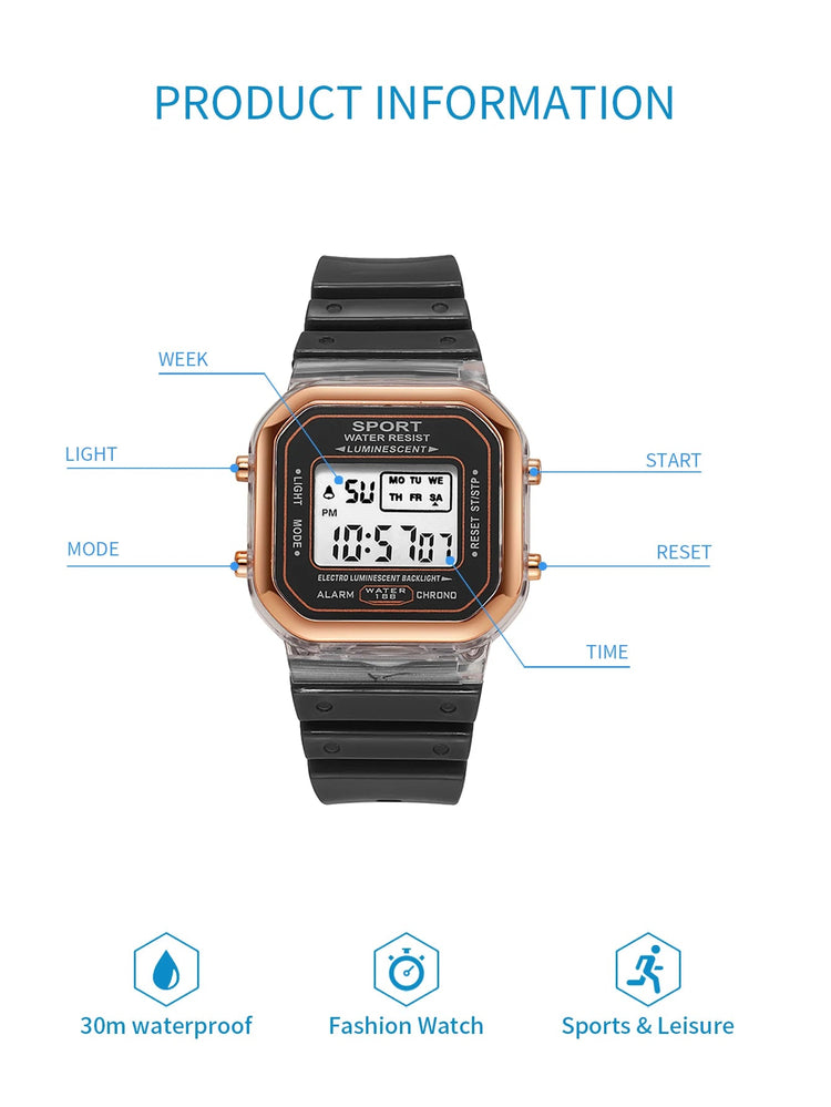 Multifunctional LED Digital Kids Sports Watch Inspirational Watches