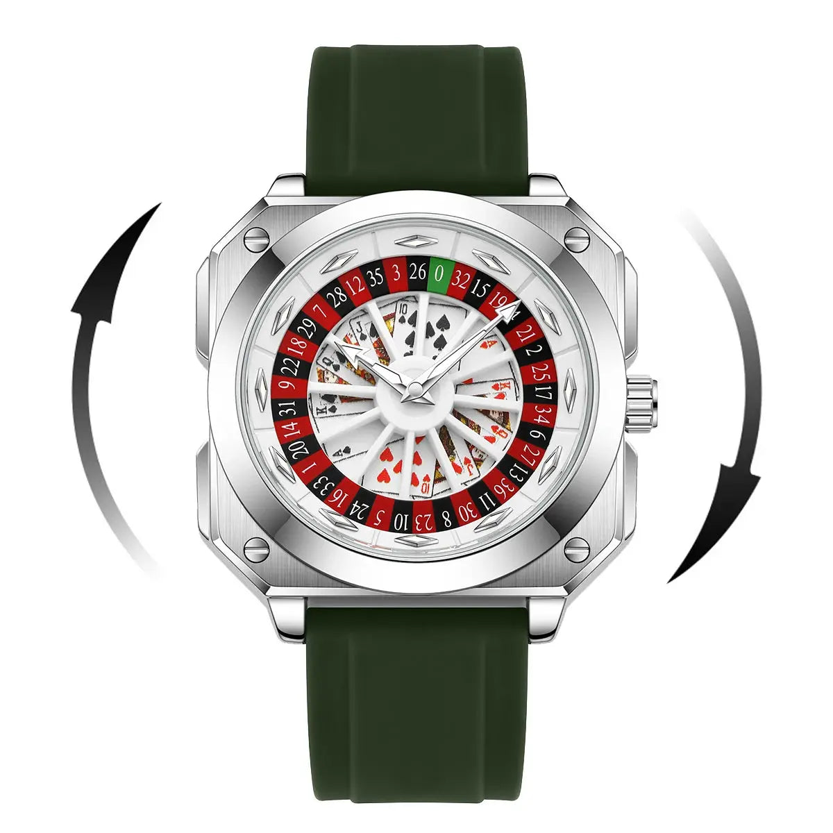 Roulette Sports Style Fashion Night Light Square Watch Inspirational Watches