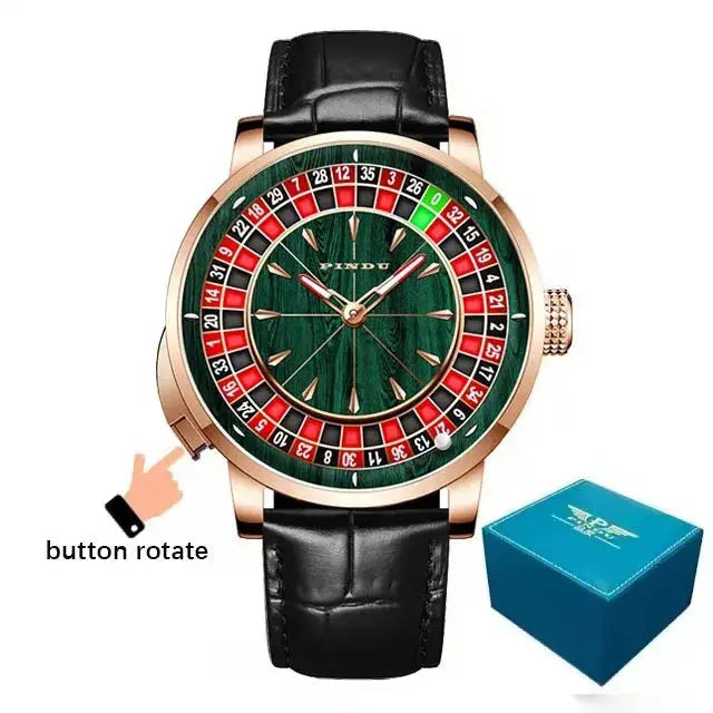 Wood Grain Mechanical Button Gambling Table Game Roulette - Inspirational Watches