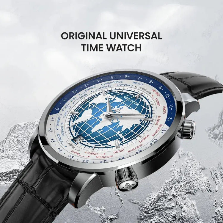World Time Luxury Business Formal Automatic Mechanical Inspirational Watches