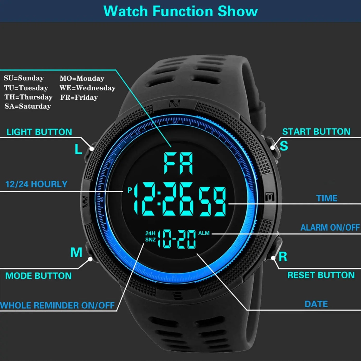 Digital Waterproof Casual Luminous sport watch - Inspirational Watches